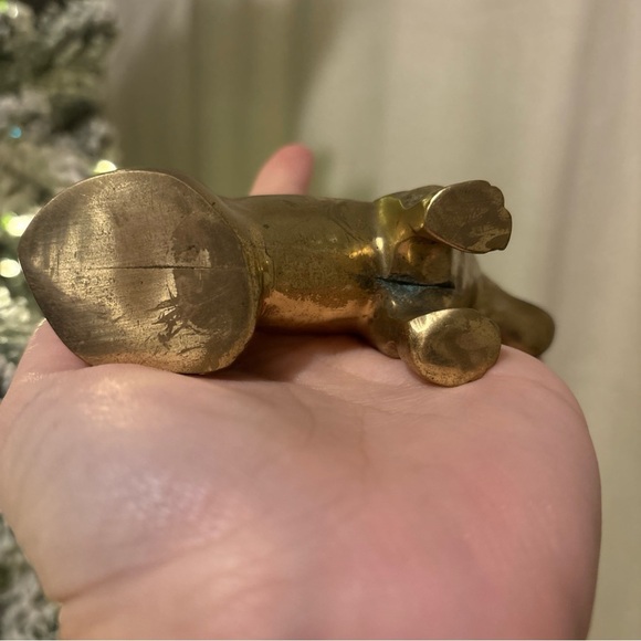 Vintage Solid Brass Dachshund Dog Figurine Paper Weight Bookshelf Cottage Hunt - Picture 4 of 7